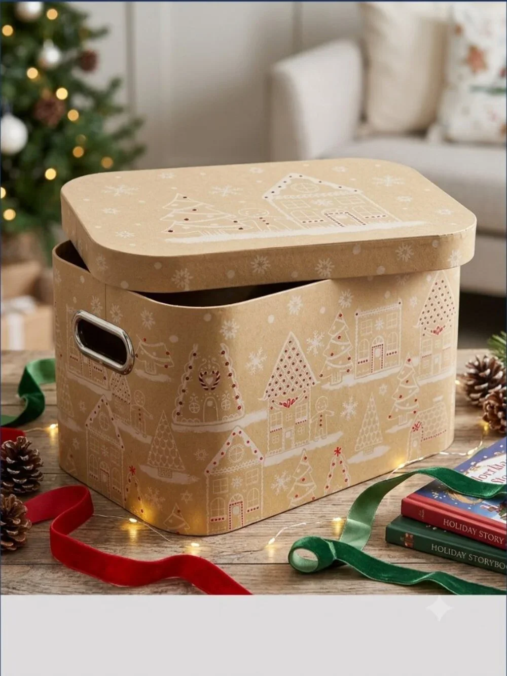 Brothers & Sisters Gingerbread Holiday Storage Box with Reinforced Handles